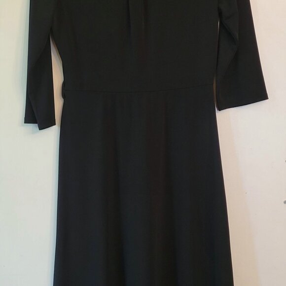 Monteau | Black V-Neck Faux Button A Line Midi Dress | L - Picture 4 of 10